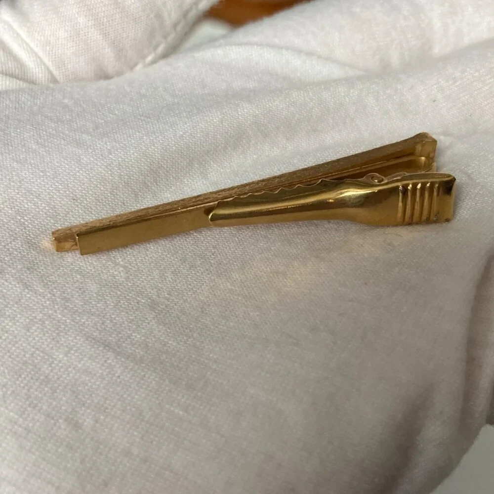 Vintage Mens Cufflinks Tie Clips Lot Gold Silver Tone Mixed Designs Mid Century